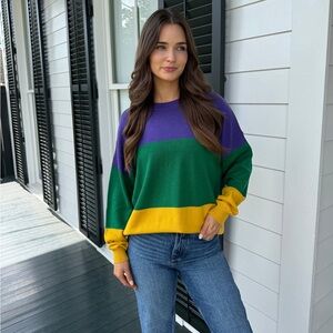 Mardi Gras Colorblock Sweater